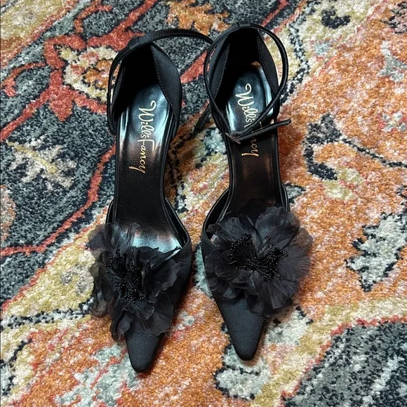 Wild Pair Black Floral Heels - Picture 1 of 9